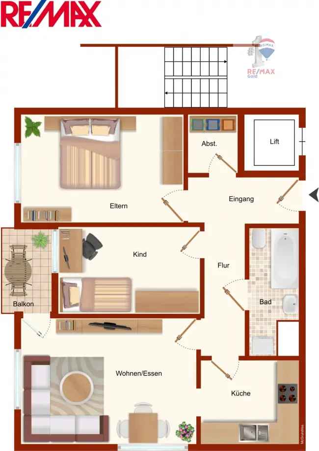 Hübsche 3-Zimmer-Wohnung mit Balkon und PKW-Stellplatz