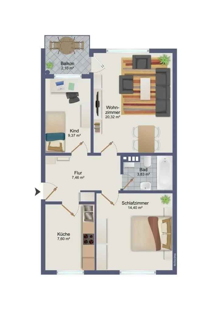 Schöne 3 Zimmerwohnung in Rönnebeck. Käufer provisionsfrei.