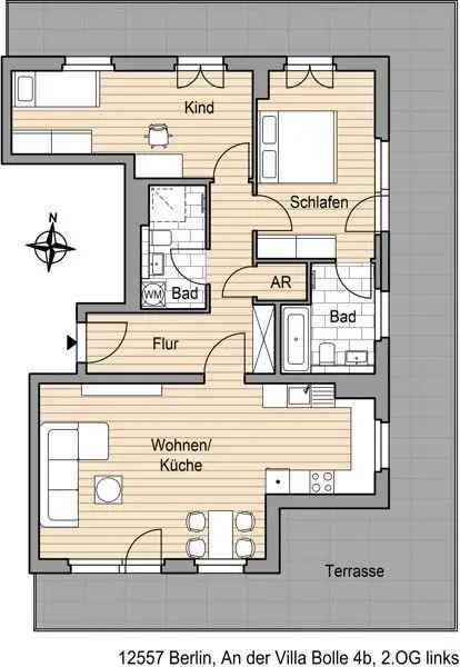 umlaufende Terrasse – geräumige 3 Zimmer