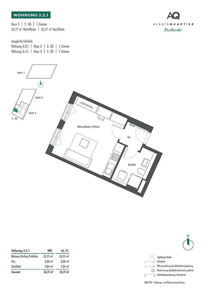 Kompaktes Apartment mit Duschbad in Westausrichtung