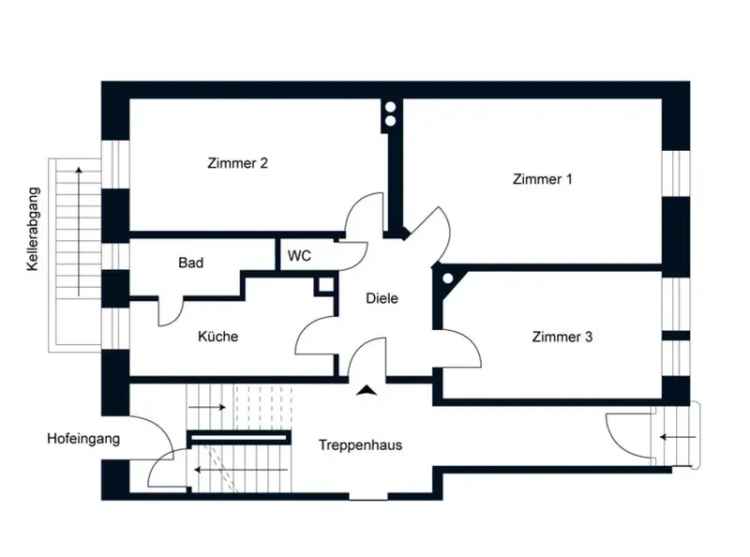 Zentralgelegene energieeffiziente 3 Zi Altbauwohnung (Erdgeschoss) in Mainnähe