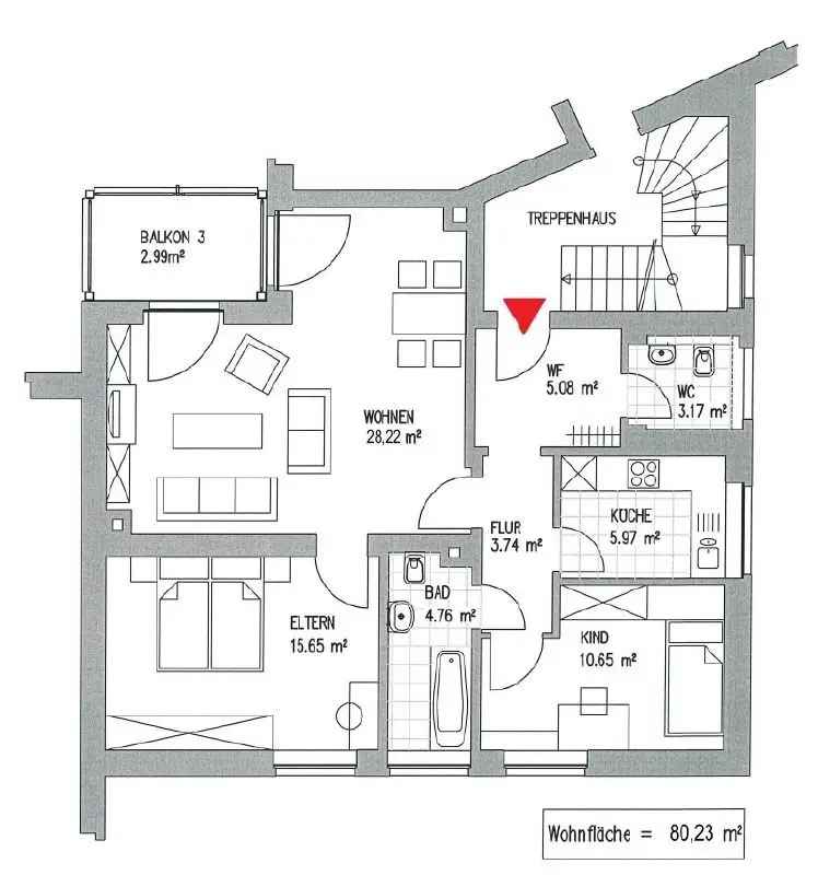 3-Raum-Wohnung in Leipzig mit Einbauküche und Balkon