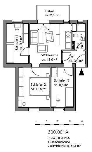 Gemütliche 2,5-Zimmer-Wohnung mit Balkon und Tageslichtbad