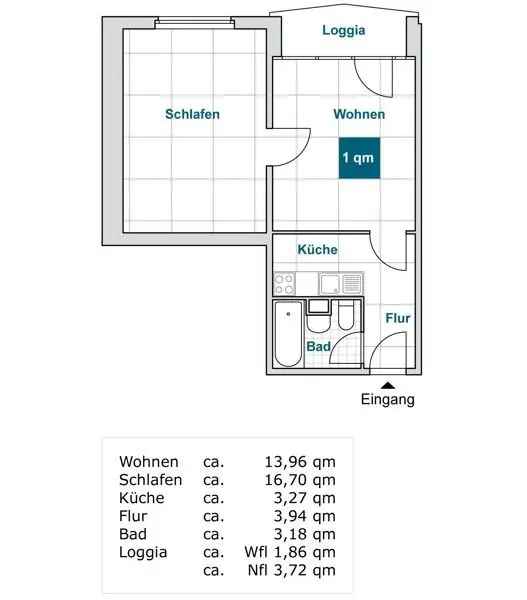 2 Raumwohnung mit Balkon!