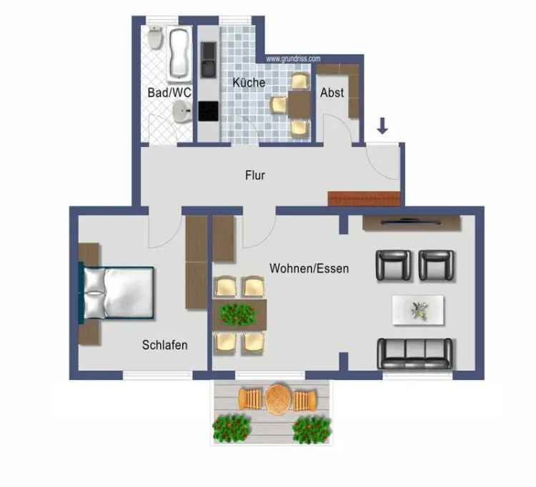 2-Zimmer-Wohnung in ruhiger Lage mit moderner Ausstattung