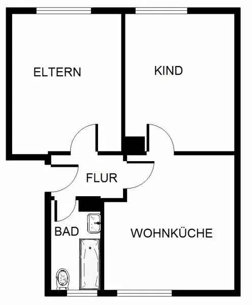 2 Zimmer Wohnung frisch renoviert ruhige Lage Balkon