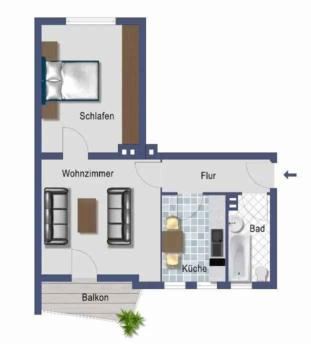 2-Zimmer Wohnung Erdgeschoss Unterrath provisionsfrei