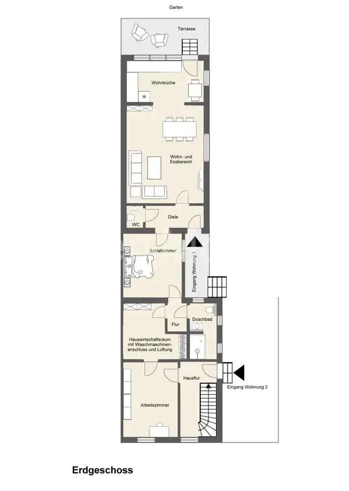 Modernisiertes 2 Parteienhaus mit Garten Terrasse Balkon Stellplätzen