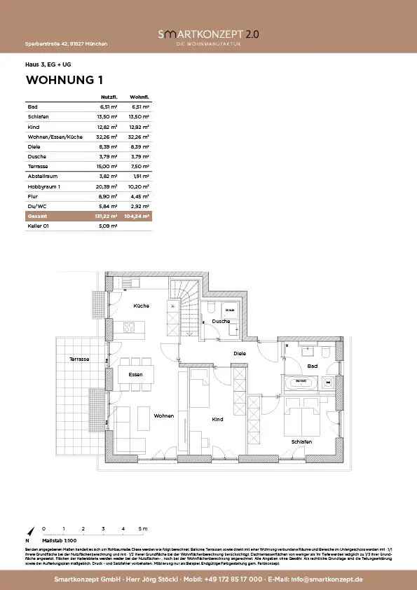 EG 4 Zimmer-Wohnung in Neubau-Wohnanlage (H3/W1)