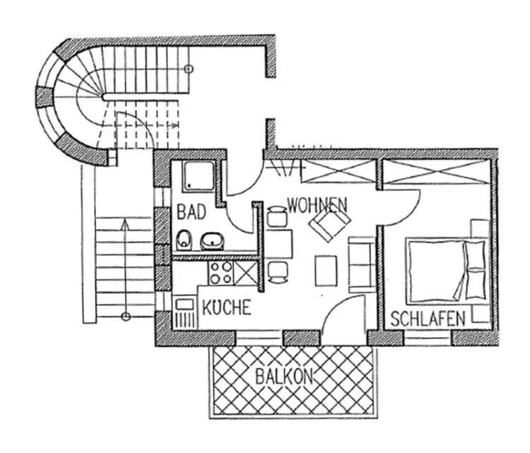 2-Zimmer Wohnung in ruhiger Lage mit Balkon und EBK