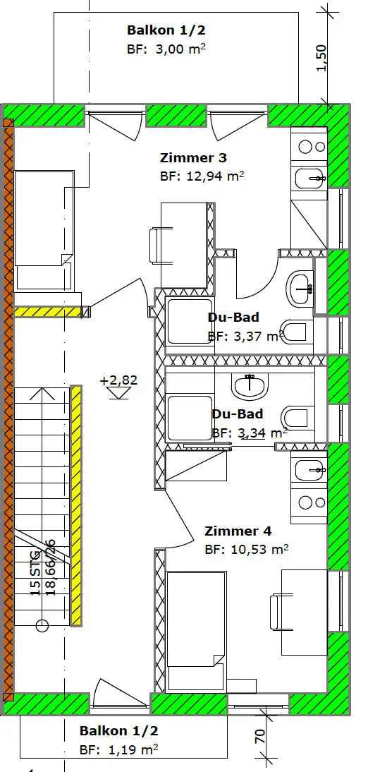 . HERVORRAGENDE KAPITALANLAGE  . 5 ABGESCHLOSSENE WG-ZIMMER MIT BAD .  NEUBAU IN LANGWIED .