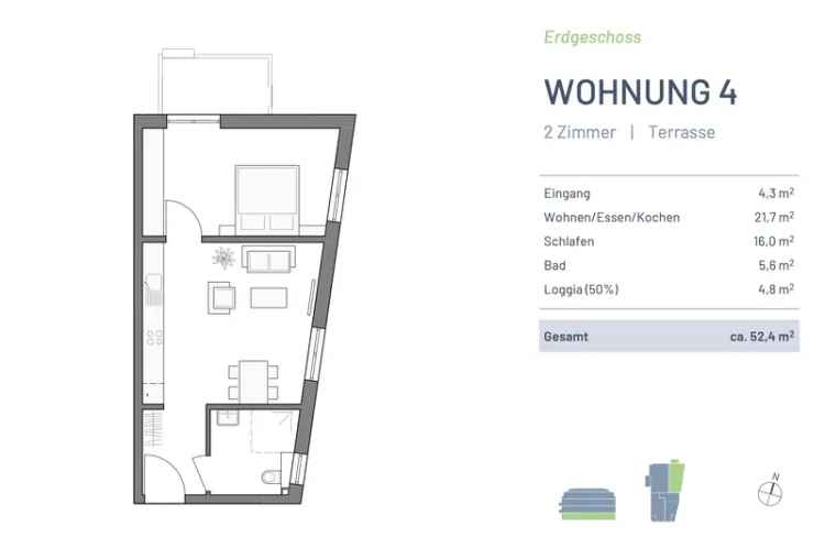 2 Zimmer Wohnung Stuttgart Mohrringen Terrasse Moderne Heizung Photovoltaik