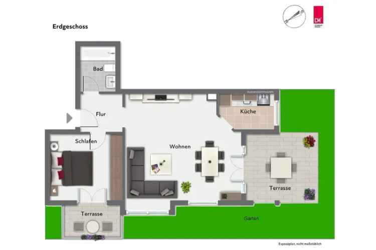 Mieten Sie eine 2-Raum-Terrassenwohnung mit Garten in Dresden-Briesnitz