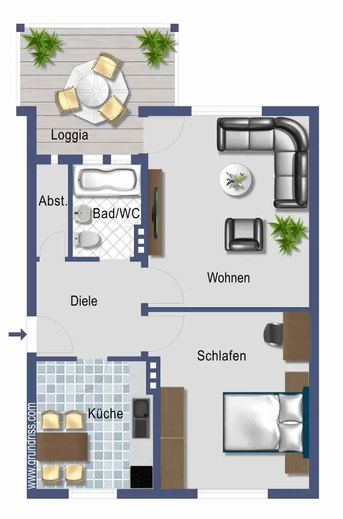 Kapitalanlage: langjährig vermietete 2-Zimmer-Wohnung