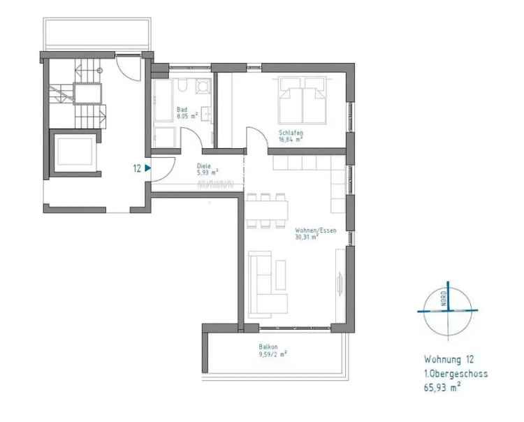 Neubau - freundliche 2-Zimmer-Wohnung mit Loggia