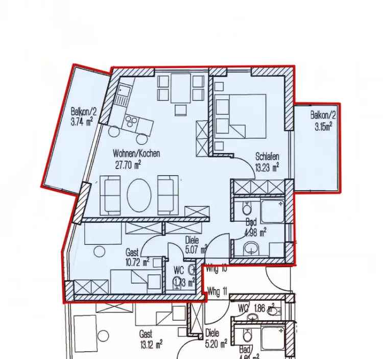 3-Zimmer Traumwohnung mit 2 Balkonen in begehrter Lage von Harlaching +++ Neubau