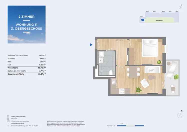 Elegante 2-Zimmer-OG-Wohnung mit Süd-Ost-Ausrichtung inklusive Balkon