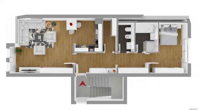 Mieten 2 Zimmer Wohnung im 1 Obergeschoss mit Balkon in modernem Stil