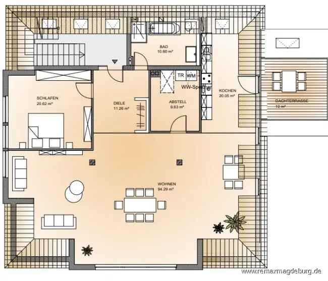 Loftwohnung 164m² Stadtzentrum Dachterrasse Erstbezug