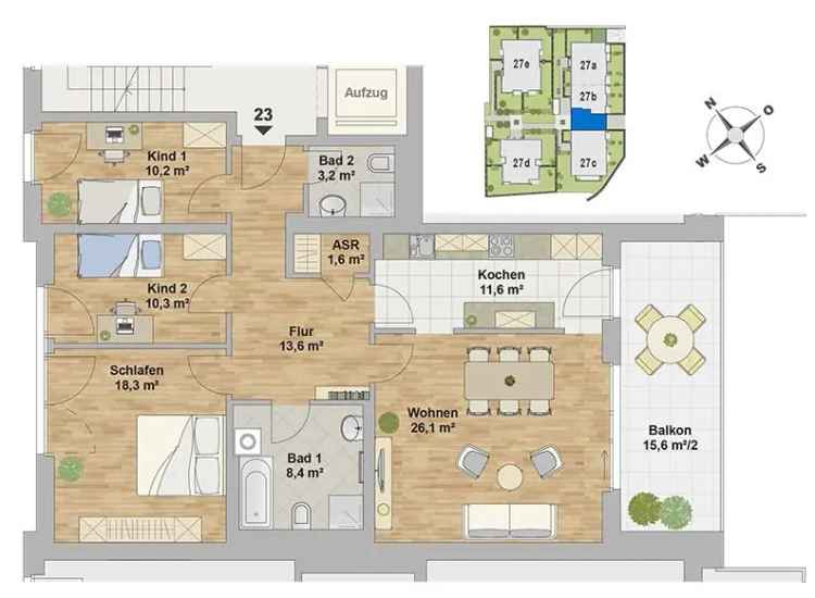 Traumblick HafenCity 4-Raumwohnung mit Balkon Erstbezug