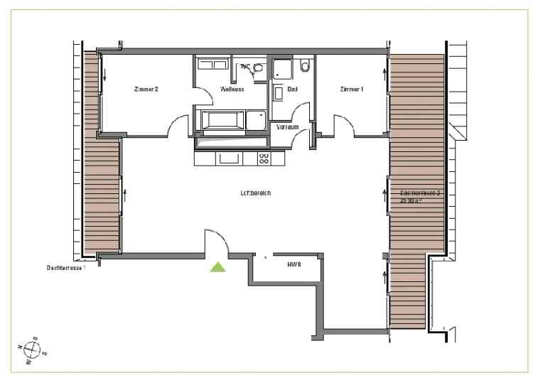 Mieten 3 Zimmer Wohnung in der Nähe des Zooparks mit Dachterrasse