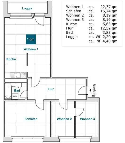 Mieten 4 Zimmer Wohnung in guter Lage