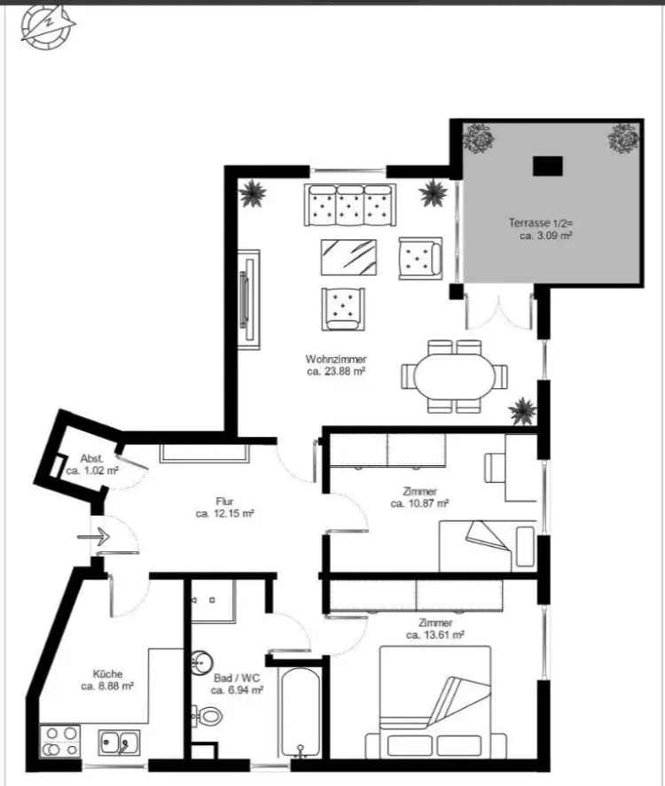 Luxuriöse Hamburg-Wohnung mit Terrasse und Garage