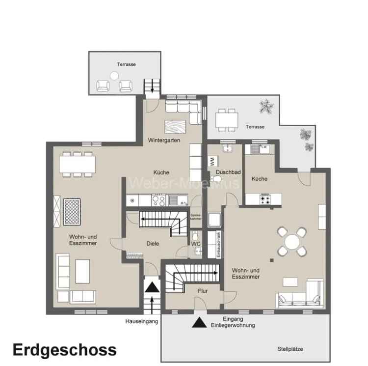 Mehrgenerationenwohnen, 2 Wohneinheiten mit Terrasse, Garten und Stellplätzen auf Traumgrundstück