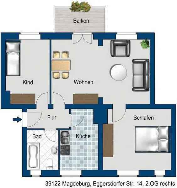 Wohnung kaufen oder mieten in Alt Fermersleben mit Balkon und hellem Zimmer